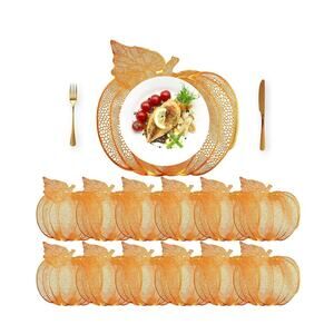 Sliner 12 Pack Thanksgiving Pumpkin Placemats 17 x 16 Inch